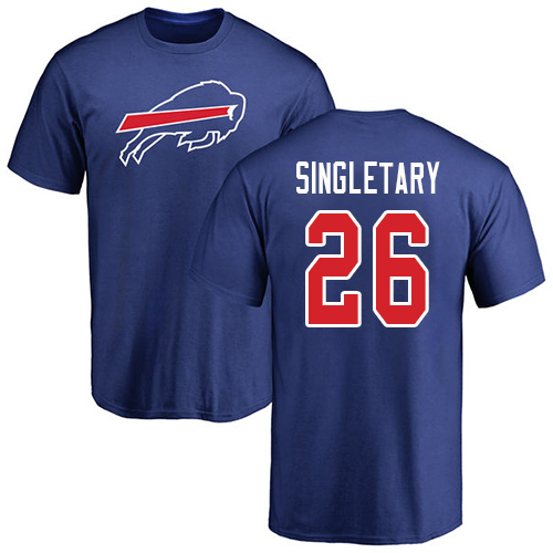 Men NFL Buffalo Bills #26 Devin Singletary Royal Blue Name and Number Logo T Shirt->buffalo bills->NFL Jersey